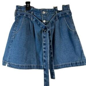 American Eagle Outfitters Blue Skater Mini Skirt with Tie Front Size 4 Regular